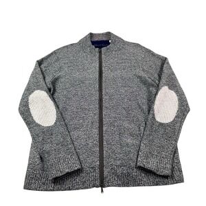 Robert Graham Gray Black Heathered Full Zip Men's Wool Sweater Size XL